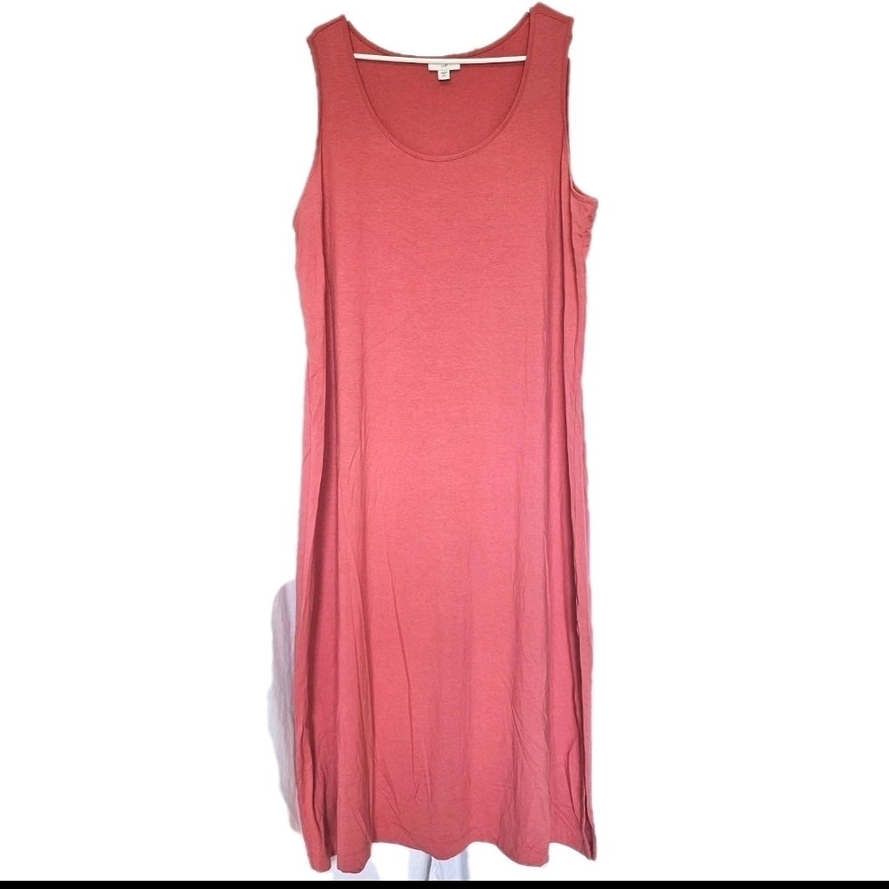 J Jill Women’s Coral Orange Sleeveless XL Petite Comfy Shirt Summer Dress